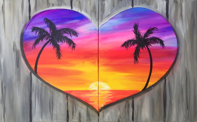 Couples Paint Sunset View
