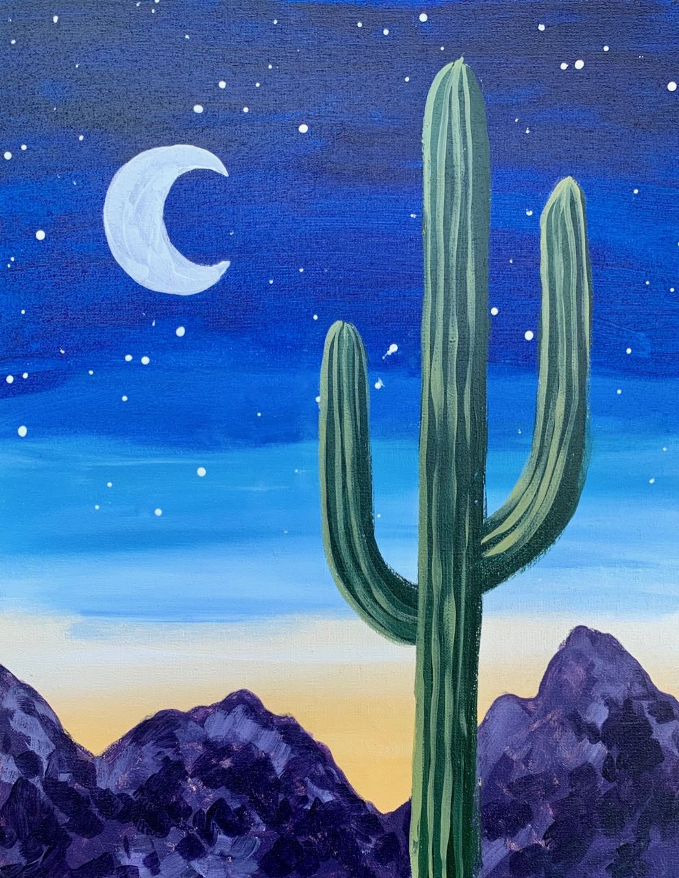 Saguaro Under the Moon